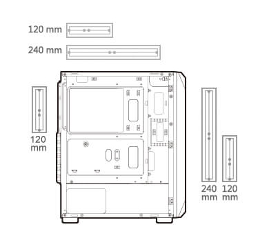 All places which support water cooling solution are marked out.